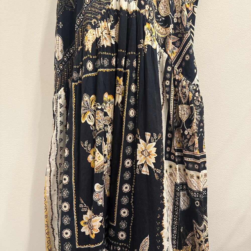 Isabel Marant Etoile Sabba Strappy Bandana Print Midi Dress‎ Black Ochre Size 10 - Picture 5 of 12